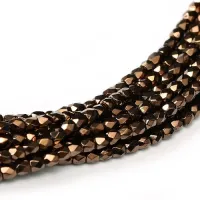 2mm Jet Bronze Firepolished Beads 150pcs