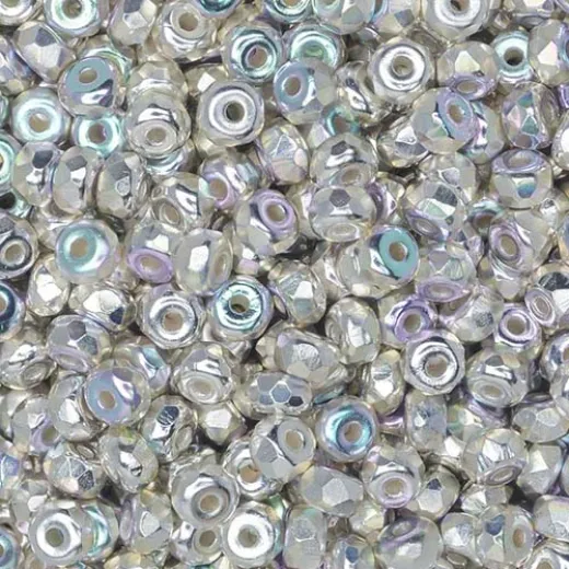 Fine Silver Plated 2 x 3mm Faceted Micro Spacers, Pack of 50pcs