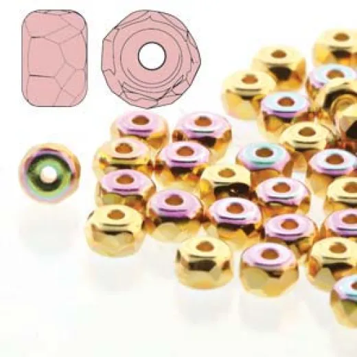 24kt Gold Plated AB 2 x 3mm Faceted Micro Spacers, Pack of 25pcs 24kt Gold Plated AB 2 x 3mm Faceted Micro Spacers, Pack of 25pcs
