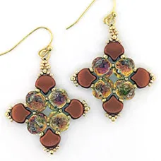 Baroque Quartet Earrings, a Free Pattern by Leslie A. Pope