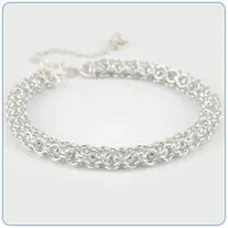 Captured Blue Pearls Chain Maille Necklace - Free Pattern by Lauren Andersen