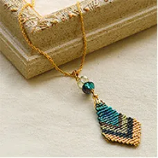 Miyuki Delica Peacock Pendant, a Free Pattern by Miyuki
