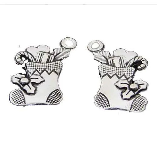 Stocking Charms, Vintage Style, Pack of 2, Silver Stocking Charms, Vintage Style, Pack of 2, Silver