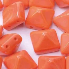 12mm Twin Hole Pyramid Beads, Orange Opaque, Pack of 5