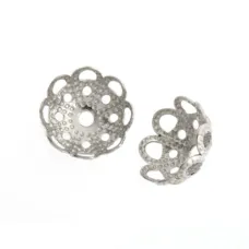 10mm Rhodium Colour Bead Cap, Pack of 25