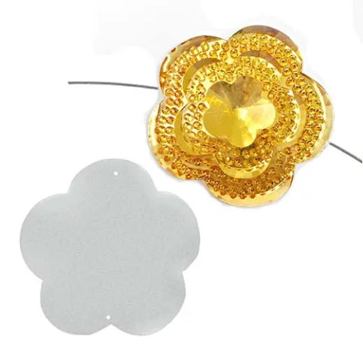 Dazzle-it Resin Glitz Sew-On Sugar Stone Flower 45mm, Gold AB Dazzle-it Resin Glitz Sew-On Sugar Stone Flower 45mm, Gold AB