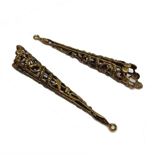 Kabela Long Filigree Ballet Cone, Antique Brass, 30mm, Pack of 2 Kabela Long Filigree Ballet Cone, Antique Brass, 30mm, Pack of 2