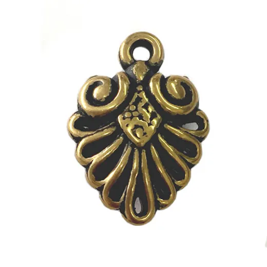 Fancy Fan Pendants, Antique Gold, Pack of 2 Fancy Fan Pendants, Antique Gold, Pack of 2