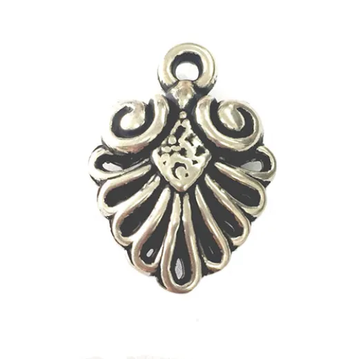 Fancy Fan Pendants, Antique Silver, Pack of 2 Fancy Fan Pendants, Antique Silver, Pack of 2