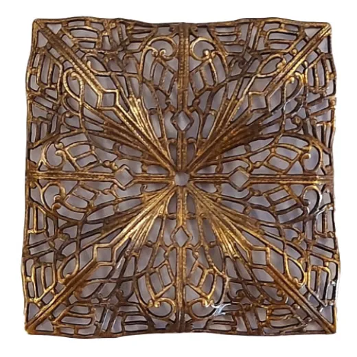 Kabela Filigree Rippled Square, Antique Brass, 50mm Kabela Filigree Rippled Square, Antique Brass, 50mm