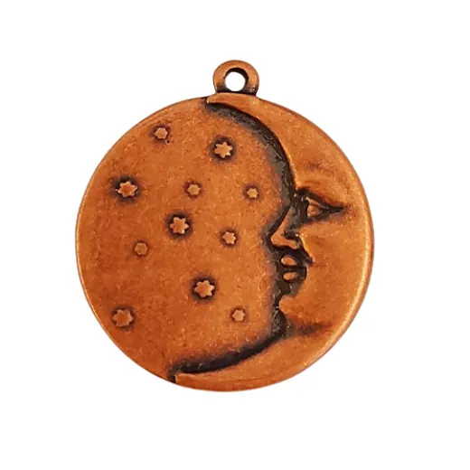 Kabela Antique Copper Man In The Moon Charm, 17mm Kabela Antique Copper Man In The Moon Charm, 17mm
