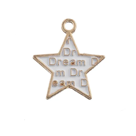 18 x 16 mm Rose Gold Framed Star with 'Dream', pack of 8 pcs 18 x 16 mm Rose Gold Framed Star with 'Dream', pack of 8 pcs