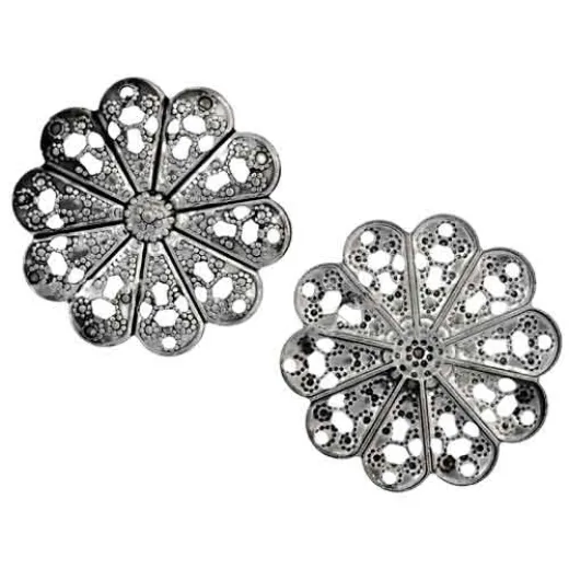 Filigree Flat Flower, 23m, Antique Silver, 5 Pcs Filigree Flat Flower, 23m, Antique Silver, 5 Pcs