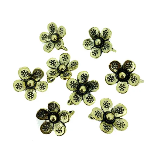 Flower Charms with Loop, Gold Colour, 15 x 16mm, Pack of 8 Flower Charms with Loop, Gold Colour, 15 x 16mm, Pack of 8