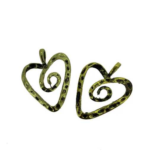 Heart Outline Charms, Gold Colour, 27 x 34mm, Pack of 2 Heart Outline Charms, Gold Colour, 27 x 34mm, Pack of 2