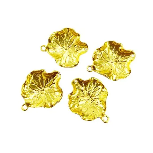 Leaf Charms, Gold Colour, 22 x 28mm, Pack of 4 Leaf Charms, Gold Colour, 22 x 28mm, Pack of 4