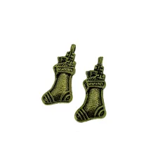 Stocking Charm, Gold Colour, 10 x 24mm