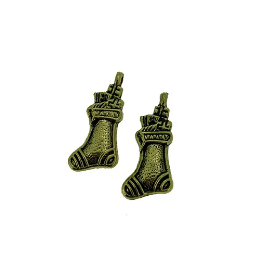 Stocking Charm, Gold Colour, 10 x 24mm