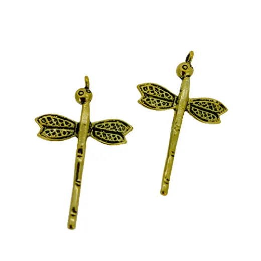 Dragonfly Charms, Gold Colour, 25 x 39mm, Pack of 4 Dragonfly Charms, Gold Colour, 25 x 39mm, Pack of 4
