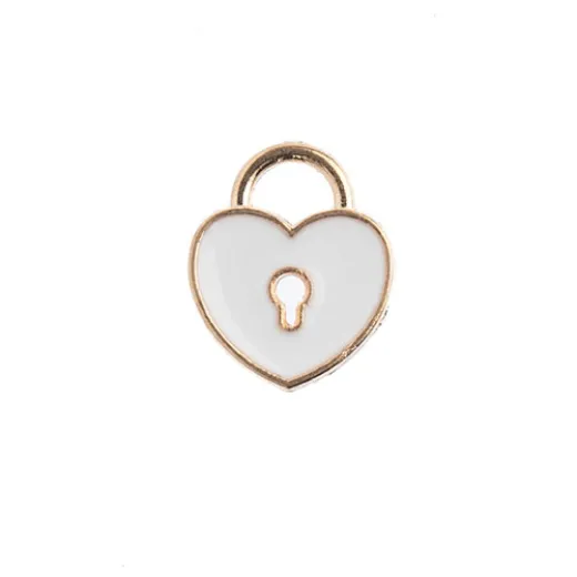 11 x 13mm Heart Locket Charms, White, Pack of 10 11 x 13mm Heart Locket Charms, White, Pack of 10