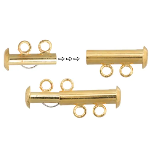 2 Strand Multi Slide Clasp, Gold, Pack of 2 2 Strand Multi Slide Clasp, Gold, Pack of 2