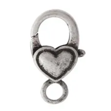 27mm Antique Silver Heart Lobster Clasp, pack of 2