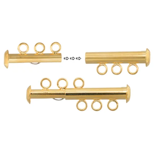 3 Strand Multi Slide Clasp Gold colour, 2 Clasps 3 Strand Multi Slide Clasp Gold colour, 2 Clasps