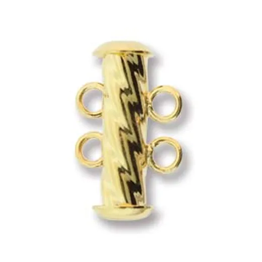 2-Strand 'Fluted' Cylindrical Clasp, 17mm, Gold 2-Strand 'Fluted' Cylindrical Clasp, 17mm, Gold