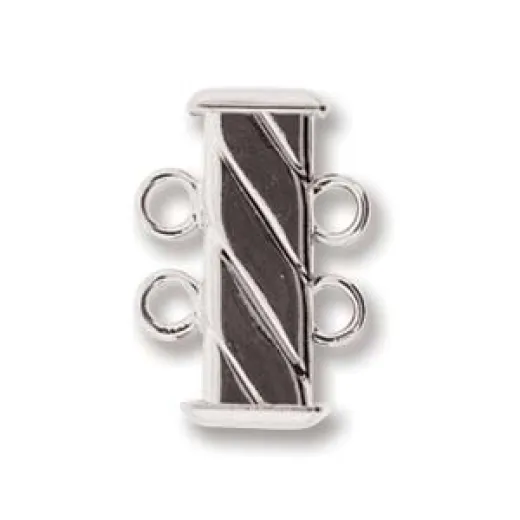 2-Strand 'Fluted' Rectangular Clasp, 17mm, Silver 2-Strand 'Fluted' Rectangular Clasp, 17mm, Silver