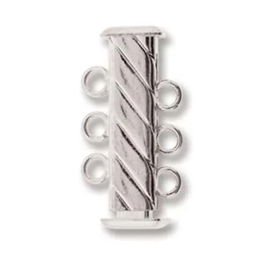 3-Strand 'Fluted' Rectangular Clasp, 21mm, Silver 3-Strand 'Fluted' Rectangular Clasp, 21mm, Silver