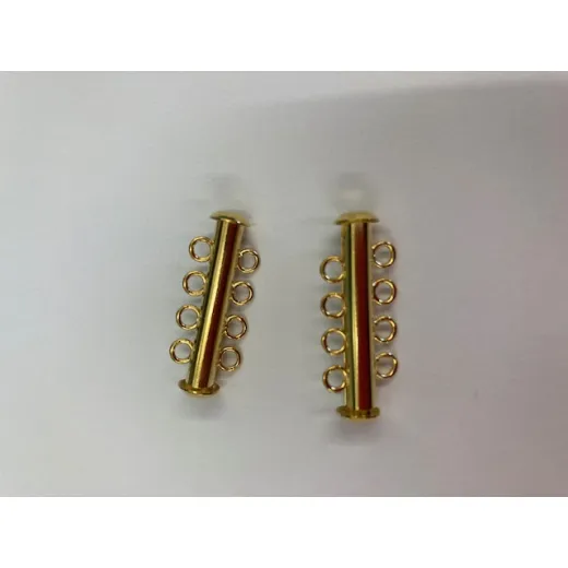 4 Strand Multi Slide Clasp Gold Colour, Pack of 2 Clasps