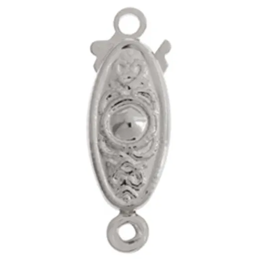 Fancy Box & Hook Clasp, 18 x 6mm, Silver Colour, Pack of 2