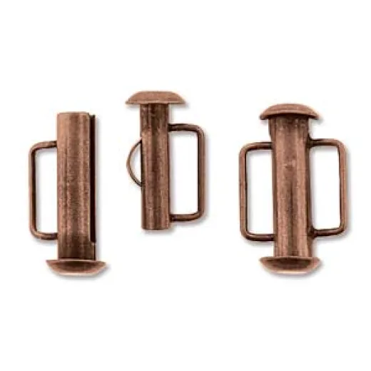 16.5mm Slide Bar Clasp, Antique Copper Plated 16.5mm Slide Bar Clasp, Antique Copper Plated