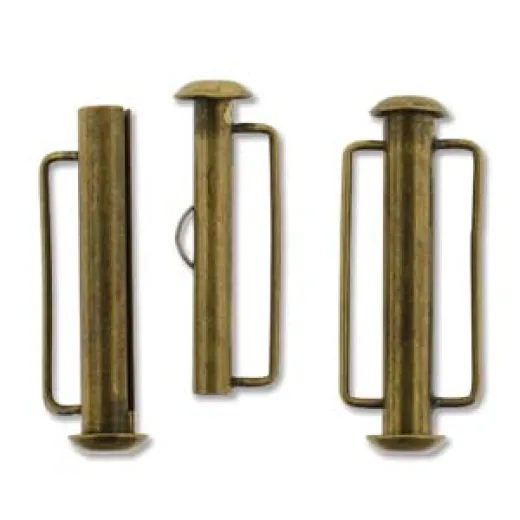 26.5mm Slide Bar Clasp, Antique Brass Plated 26.5mm Slide Bar Clasp, Antique Brass Plated