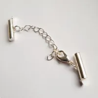15mm Slide connector extension chain and lobster clasp, Silver Plated nickel free