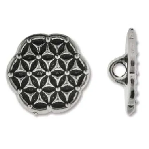 Tierracast Flower of Life Button Clasp, 16mm, Antique Silver Plated Tierracast Flower of Life Button Clasp, 16mm, Antique Silver Plated