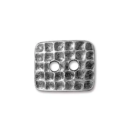 Tierracast Rectangle Hammer Finish Antique Silver Plated Button, 16mm, pack of 2pcs Tierracast Rectangle Hammer Finish Antique Silver Plated Button, 16mm, pack of 2pcs