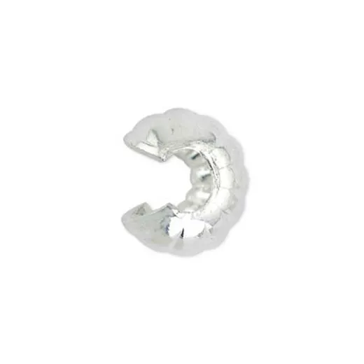 4mm Silver Colour,  Beadalon Crimp Covers, Patterned, Pack of 24
