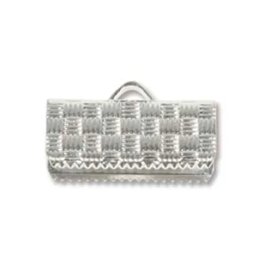 17mm x 10mm extra wide Silver Plated flat crimp end, pack of 6pcs 17mm x 10mm extra wide Silver Plated flat crimp end, pack of 6pcs