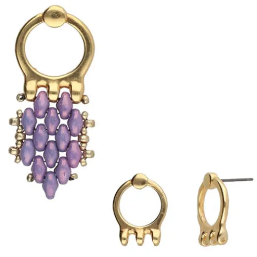 Farali III Earrings for SuperDuo Beads, 24kt Gold Plated, 1 Pair Farali III Earrings for SuperDuo Beads, 24kt Gold Plated, 1 Pair