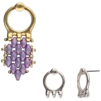 Farali III Earrings for SuperDuo Beads, Antique Silver Plated, 1 Pair
