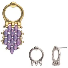 Farali III Earrings for SuperDuo Beads, Antique Silver Plated, 1 Pair