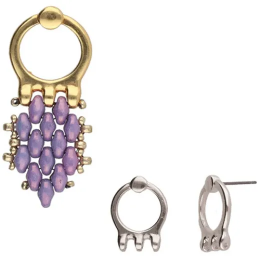 Farali III Earrings for SuperDuo Beads, Antique Silver Plated, 1 Pair Farali III Earrings for SuperDuo Beads, Antique Silver Plated, 1 Pair