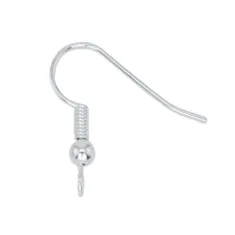 Beadalon 308B-002 Ear Wires, Ball & Spring, Silver Colour, Pack of 12 pieces ( 6 pairs)