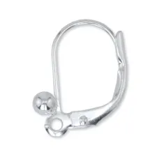 Ear Wires, Lever Back with Ball, Silver Plated, 3 Pairs.