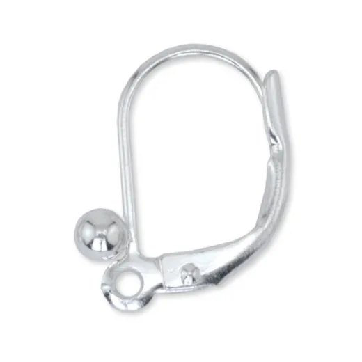 Ear Wires, Lever Back with Ball, Silver Plated, 3 Pairs.