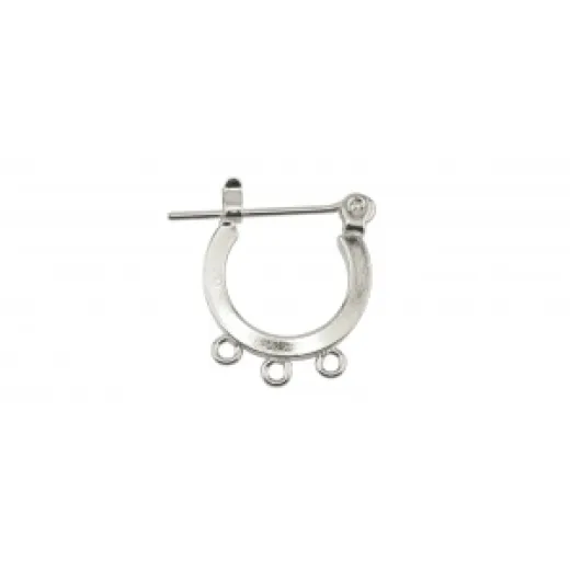 Hooped Ear Wires with three rings, Silver Plated, 1 Pair Hooped Ear Wires with three rings, Silver Plated, 1 Pair