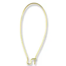 Ear Wires, Kidney, 44mm, Gold, 18 Pack