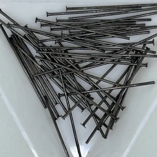 1" Head pins with flat head in a black finish, Pack of 50