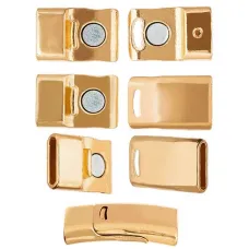 12.5 x 25.5mm Curved Magnetic Clasp, Gold, 2 Pcs